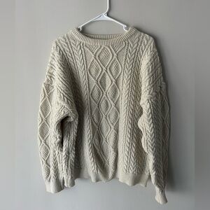 SHEIN Beige Cable Knit Crewneck Sweater